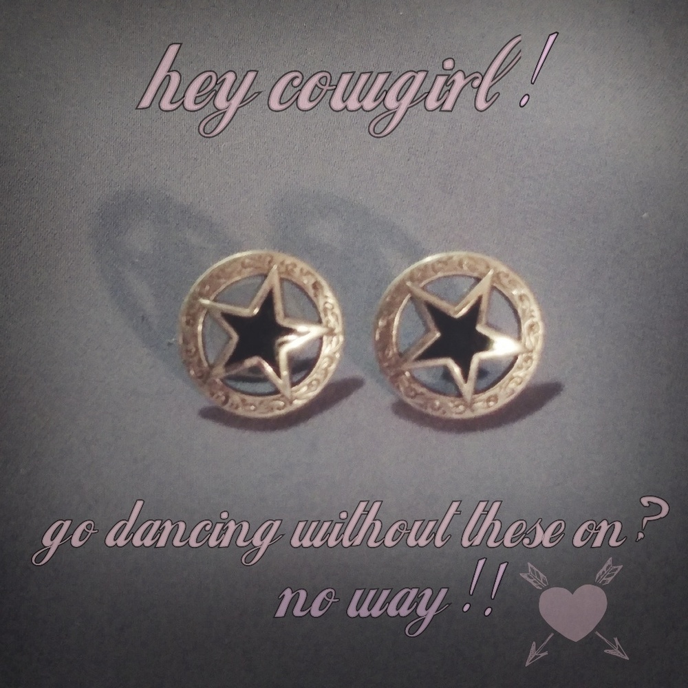 Cute little tooled headstall concho earrings